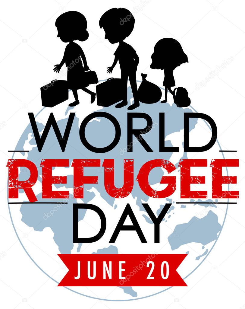 World Refugee Day on June 20 banner with people silhouette  illustration