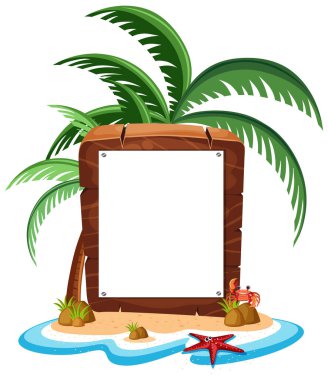 Yaz plaj elementi izole edilmiş boş pankart şablonu