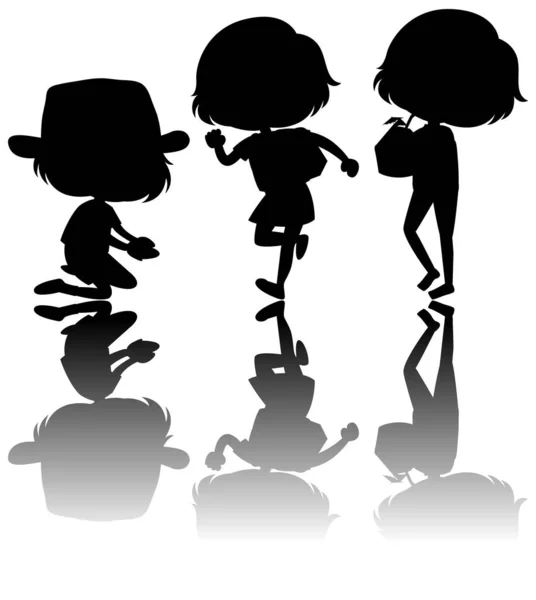 Set Von Kindersilhouette Mit Reflex Illustration — Stockvektor