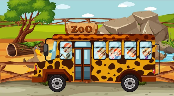 삽화에 아이들 동물원 — 스톡 벡터