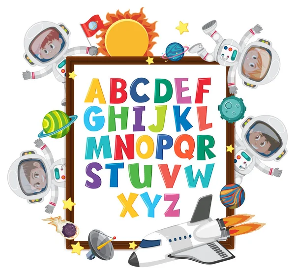 Alphabet Board Kids Outer Space Theme Illustration — 스톡 벡터
