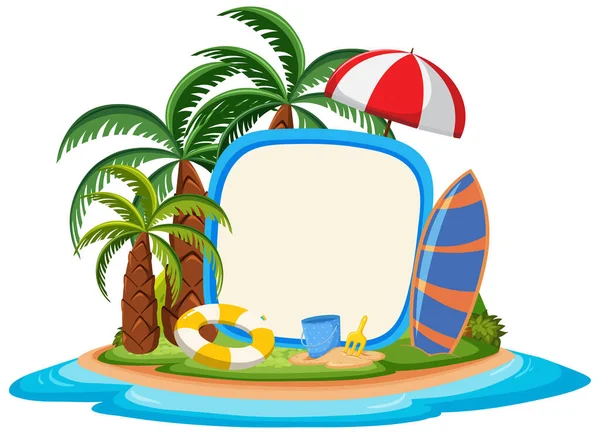 Empty Banner Template Summer Beach Element Isolated Illustration — Stock Vector