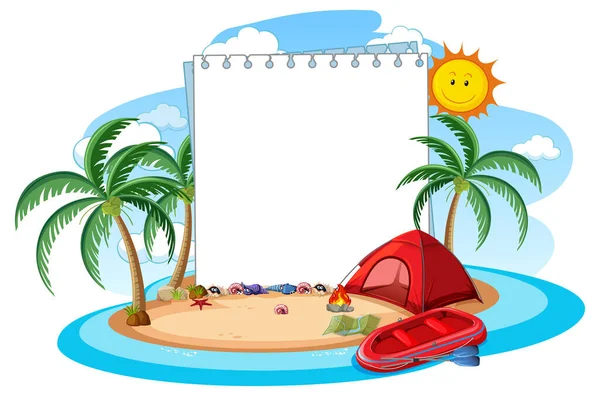 Empty Banner Template Summer Beach Element Isolated Illustration — Stock Vector