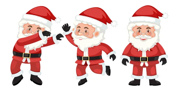 Set Santa Claus Cartoon Character Different Positions Illustration — Stock Vector
