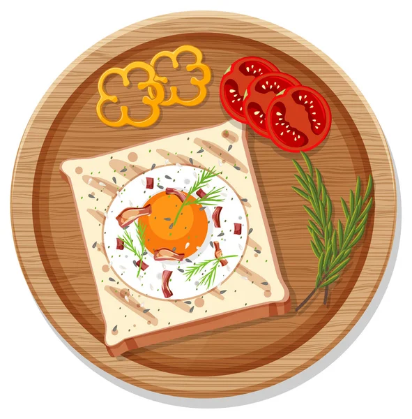 Вид Сверху Завтрак Блюде Стиле Мультфильма Изолированная Иллюстрация — стоковый вектор