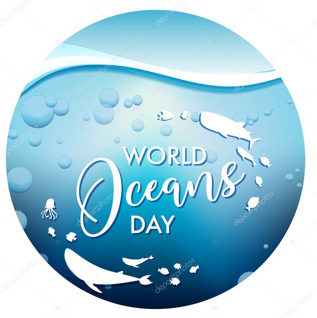 World Ocean Day banner isolated illustration