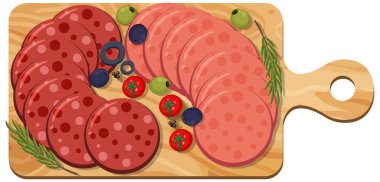 Biberli ve salamlı tabakta beyaz arkaplan resimlerinde izole edilmiş.