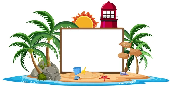 Modello Banner Vuoto Con Elemento Spiaggia Estivo Illustrazione Isolata — Vettoriale Stock