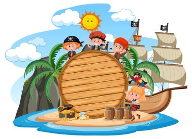 Beyaz arkaplan resimlerinde izole edilmiş boş bir afişi olan Korsan Adası