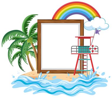 Yaz plaj elementi izole edilmiş boş pankart şablonu