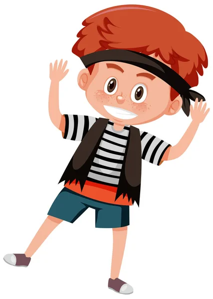 Concepto Pirata Con Niño Disfrazado Pirata Aislado Sobre Fondo Blanco — Archivo Imágenes Vectoriales