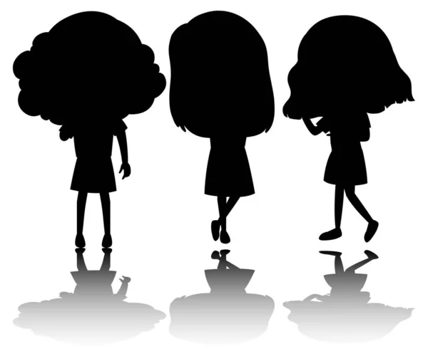 Ensemble Silhouette Enfant Avec Illustration Réflexe — Image vectorielle