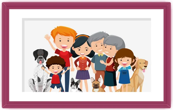 Happy Family Picture Cartoon Frame Illustration — Stock Vector