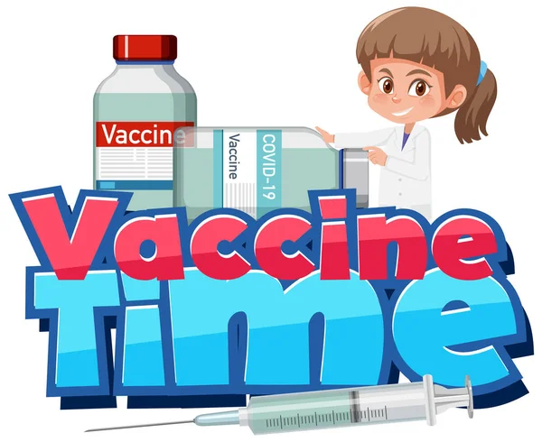 Vaccine Time Font Doctor Vaccine Bottles Illustration — Wektor stockowy
