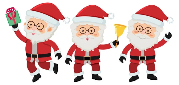 Set Santa Claus Cartoon Character Different Positions Illustration — Stock Vector