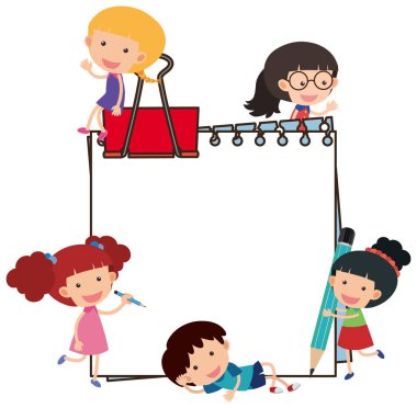 Bir sürü çocuk çizgi film karakteri olan boş bir kağıt.