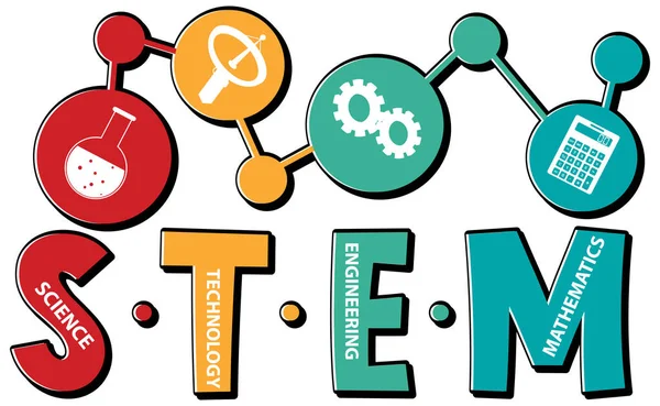 Красочная Иллюстрация Иконки Учебного Текста Stem — стоковый вектор