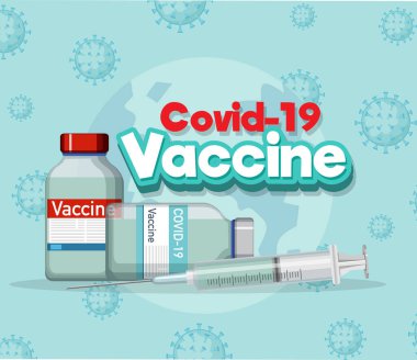 Covid-19 aşı illüstrasyonlu Coronavirus aşısı konsepti