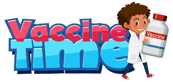Fonte Time Vacina Com Médico Segurando Ilustração Frasco Vacina Covid — Vetor de Stock