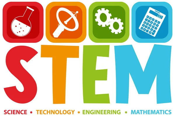 Красочная Иллюстрация Иконки Учебного Текста Stem — стоковый вектор