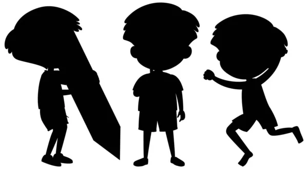 Cartoon Character Kids Silhouette White Background Illustration — Stock Vector