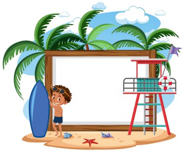 Yaz tatilinde beyaz arkaplan resimlerinde çocukların oynadığı boş afiş şablonu