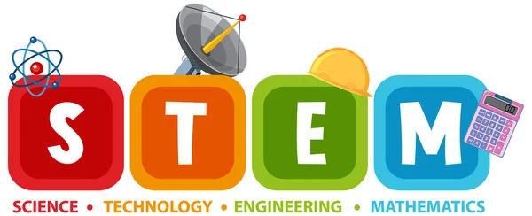 Барвиста Ілюстрація Піктограми Тексту Stem Освіти — стоковий вектор