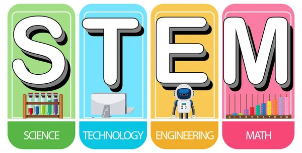 五颜六色的Stem教育文字图标 — 图库矢量图片