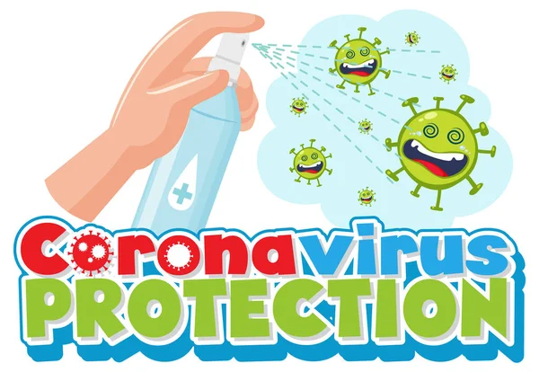 Protección Contra Coronavirus Con Las Manos Usando Ilustración Del Aerosol — Archivo Imágenes Vectoriales