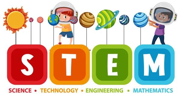 Барвиста Ілюстрація Піктограми Тексту Stem Освіти — стоковий вектор