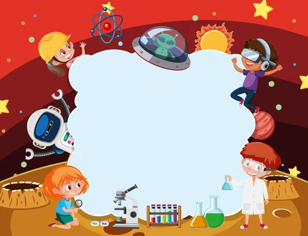 Bandeira Nuvem Vazia Com Crianças Ilustração Tema Tecnologia —  Vetores de Stock