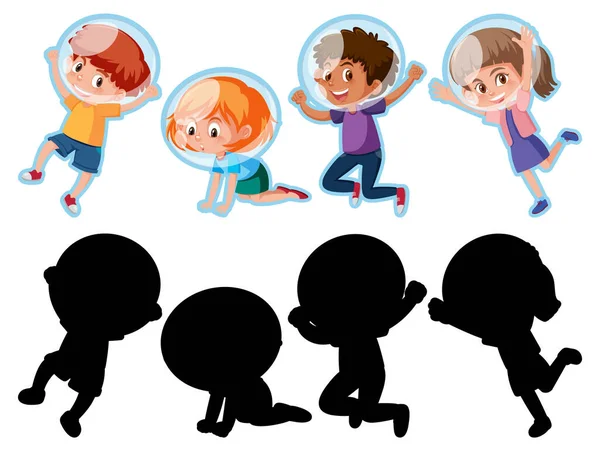 Σύνολο Από Διαφορετικά Παιδιά Εικονογράφηση Χαρακτήρα Κινουμένων Σχεδίων — Διανυσματικό Αρχείο
