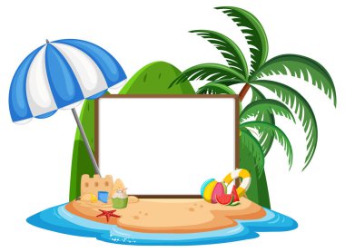 Yaz plaj elementi izole edilmiş boş pankart şablonu
