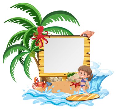 Yaz tatilinde beyaz arkaplan resimlerinde çocukların oynadığı boş afiş şablonu