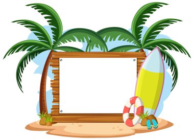 Yaz plaj elementi izole edilmiş boş pankart şablonu