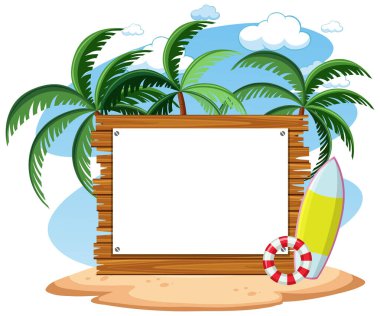 Yaz plaj elementi izole edilmiş boş pankart şablonu