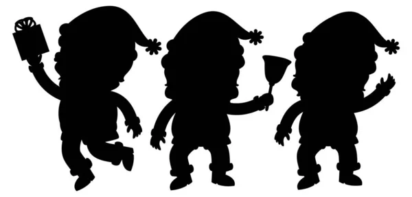 Ensemble Illustration Personnage Dessin Animé Silhouette Père Noël — Image vectorielle