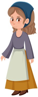 Dişi ortaçağ tarihi çizgi film karakterleri çizimi