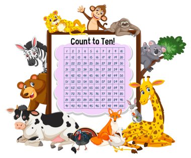 Vahşi hayvan resimli 1-100 numaralı tahta sayılıyor.