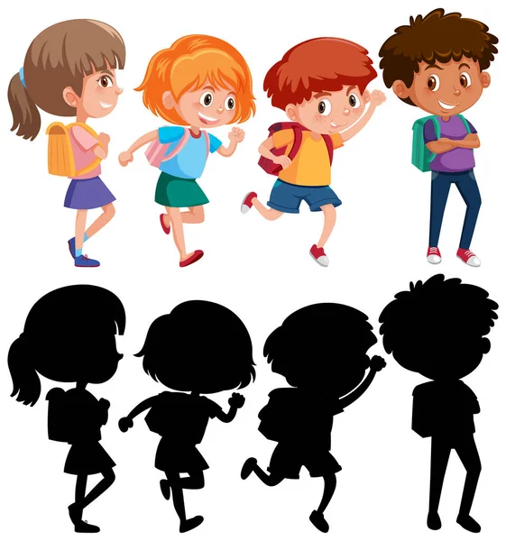 Conjunto Ilustración Diferentes Personajes Dibujos Animados Para Niños — Vector de stock
