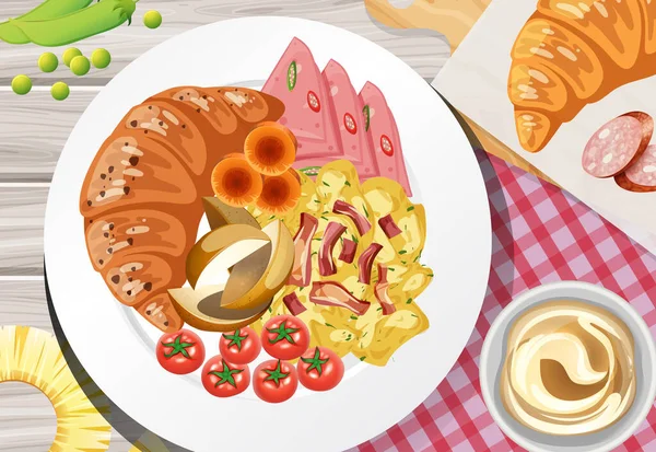 Petit Déjeuner Sain Sur Table Illustration — Image vectorielle