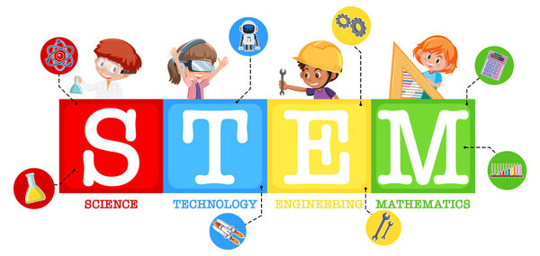 Красочная иллюстрация иконки учебного текста STEM