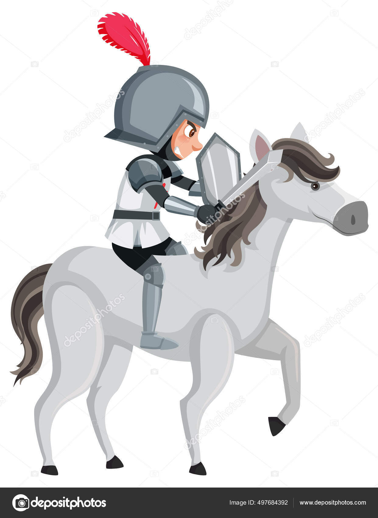 Ilustração Vetorial De Um Cavaleiro Sentado Em Um Cavalo Correndo