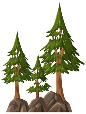 Beyaz arkaplan illüstrasyonunda izole ağaç