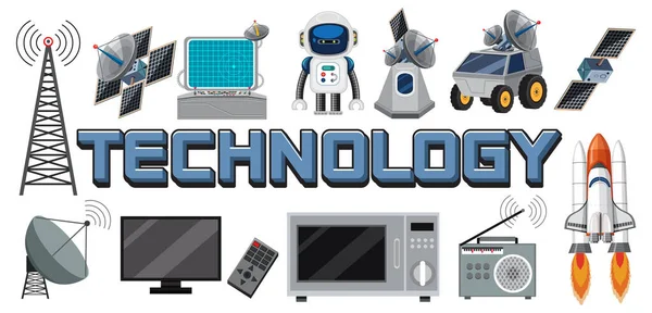 Technology Text Icon Elements Illustration — Stock Vector