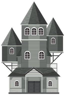 İzole edilmiş perili köşk ön cephe çizimi