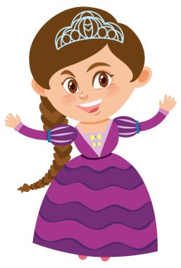 Beyaz arka plandaki mutlu prenses çizimi