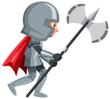 Beyaz arkaplandaki şövalye çizgi film karakteri