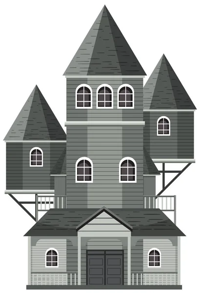 Isolated Haunted Mansion Facade Illustration — Stock Vector