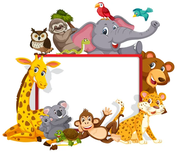 Banner Vacío Con Ilustración Varios Animales Salvajes — Vector de stock